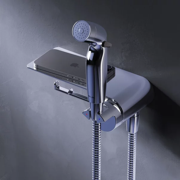 Baterie bideu incastrata AM.PM Func cu dus igienic si suport hartie igienica finisaj crom lucios picture - 2