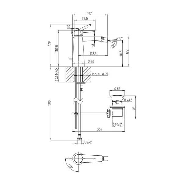 Baterie bideu Villeroy&Boch Conum monocomanda auriu periat picture - 9