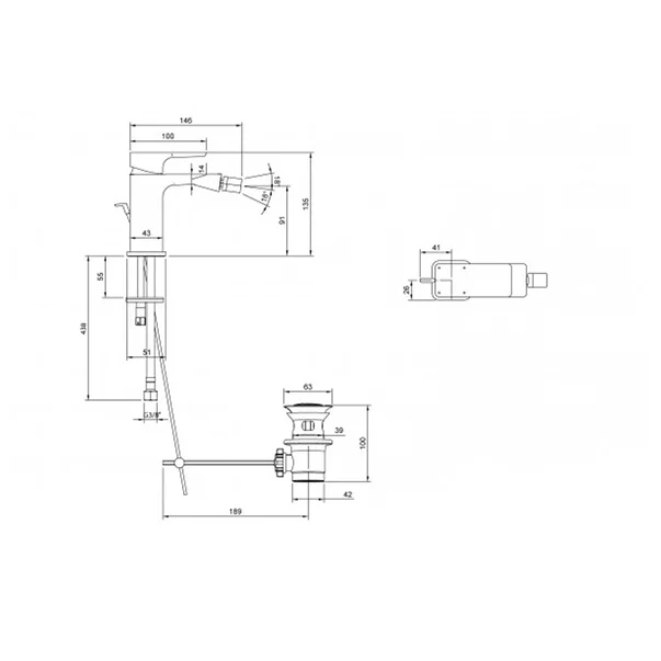 Baterie bideu Villeroy&Boch Subway 3.0 monocomanda crom lucios picture - 7