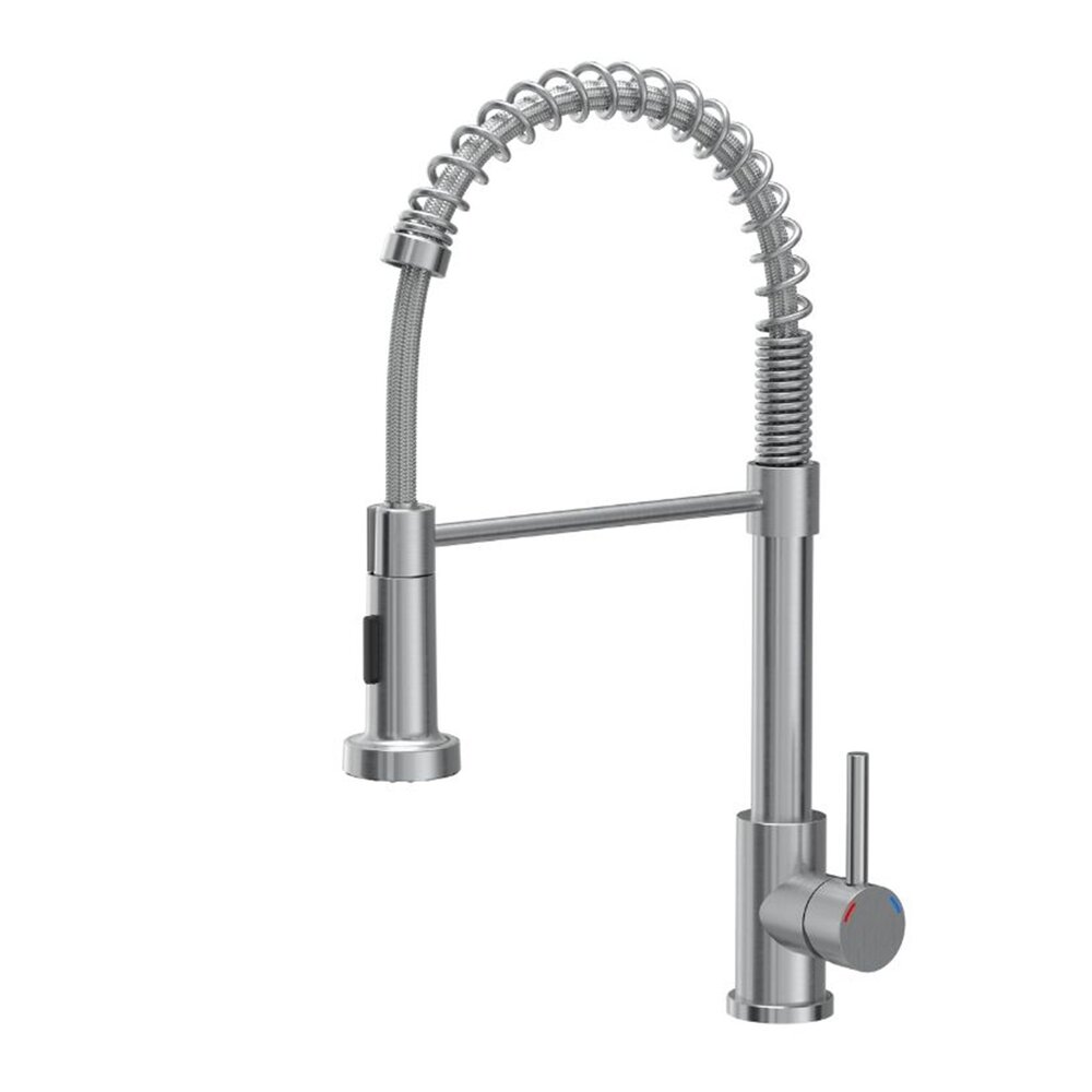 Baterie bucatarie cu dus extensibil Quadron Pop Salma finisaj inox periat