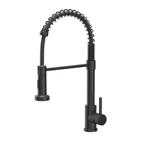 Baterie bucatarie cu dus extensibil Quadron Pop Salma finisaj negru carbon