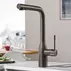 Baterie bucatarie cu dus extractabil Grohe Essence inalta antracit periat Hard Graphite picture - 2