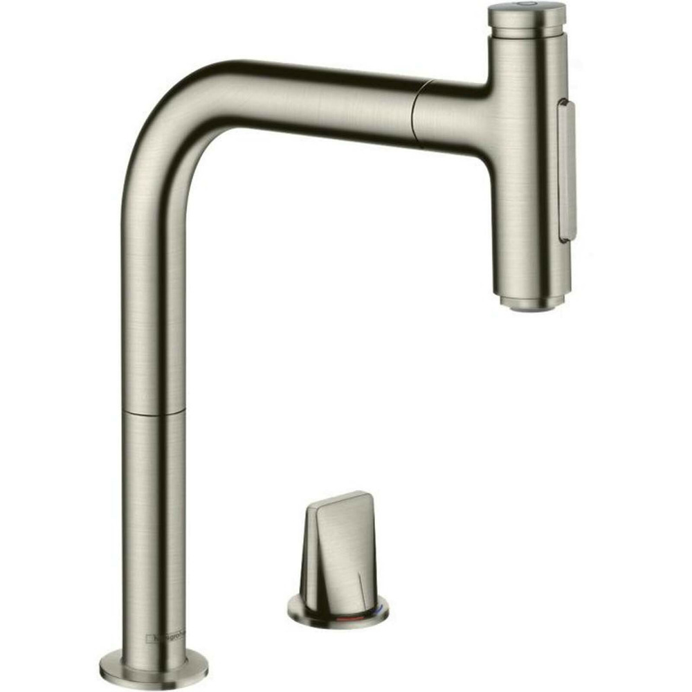 Baterie bucatarie cu dus extractibil crom periat Hansgrohe Metris M71 200 cu 2 jeturi 73819800