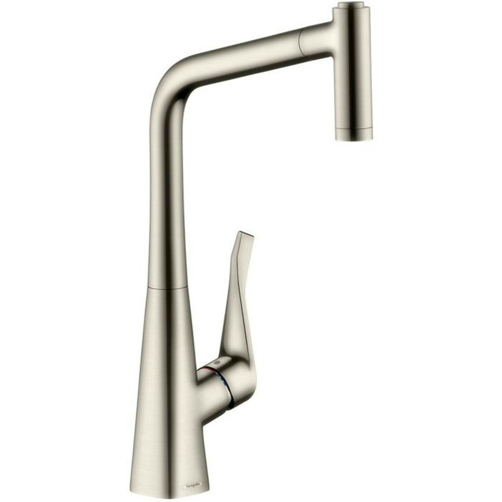 Baterie bucatarie cu dus extractibil crom periat Hansgrohe Metris M71 320 cu 2 jeturi 73801800