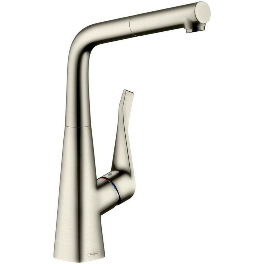 Baterie bucatarie cu dus extractibil crom periat Hansgrohe Metris M71 320 sBox cu 1 jet