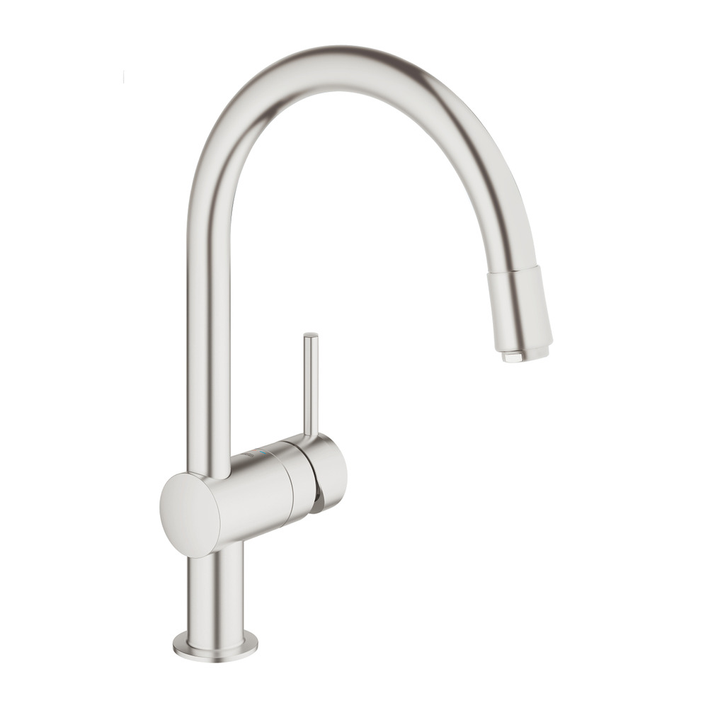 Baterie bucatarie cu dus extractibil Grohe Minta crom periat Supersteel monocomanda