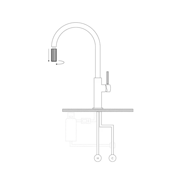 Baterie bucatarie cu dus extractibil Omnires Switch compatibila cu sistem filtrare apa finisaj bronz antichizat periat picture - 3