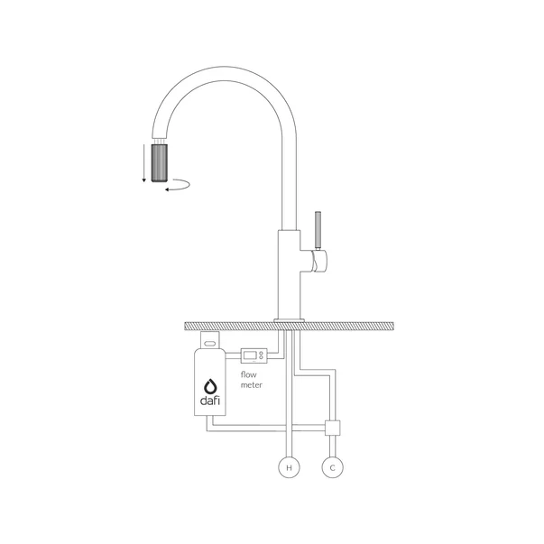 Baterie bucatarie cu dus extractibil Omnires Switch cu sistem filtrare apa finisaj auriu periat picture - 3