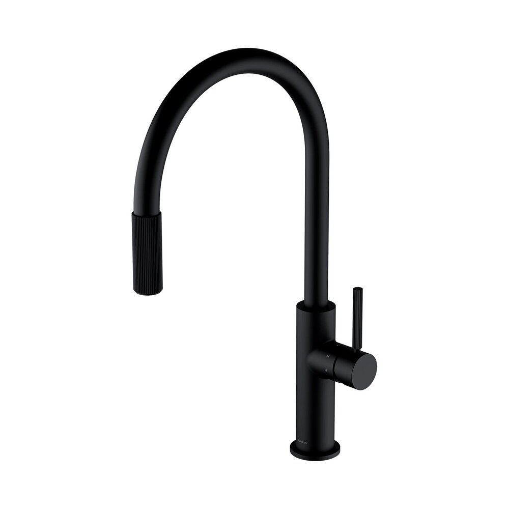 Baterie bucatarie cu dus extractibil Omnires Switch cu sistem filtrare apa finisaj negru mat