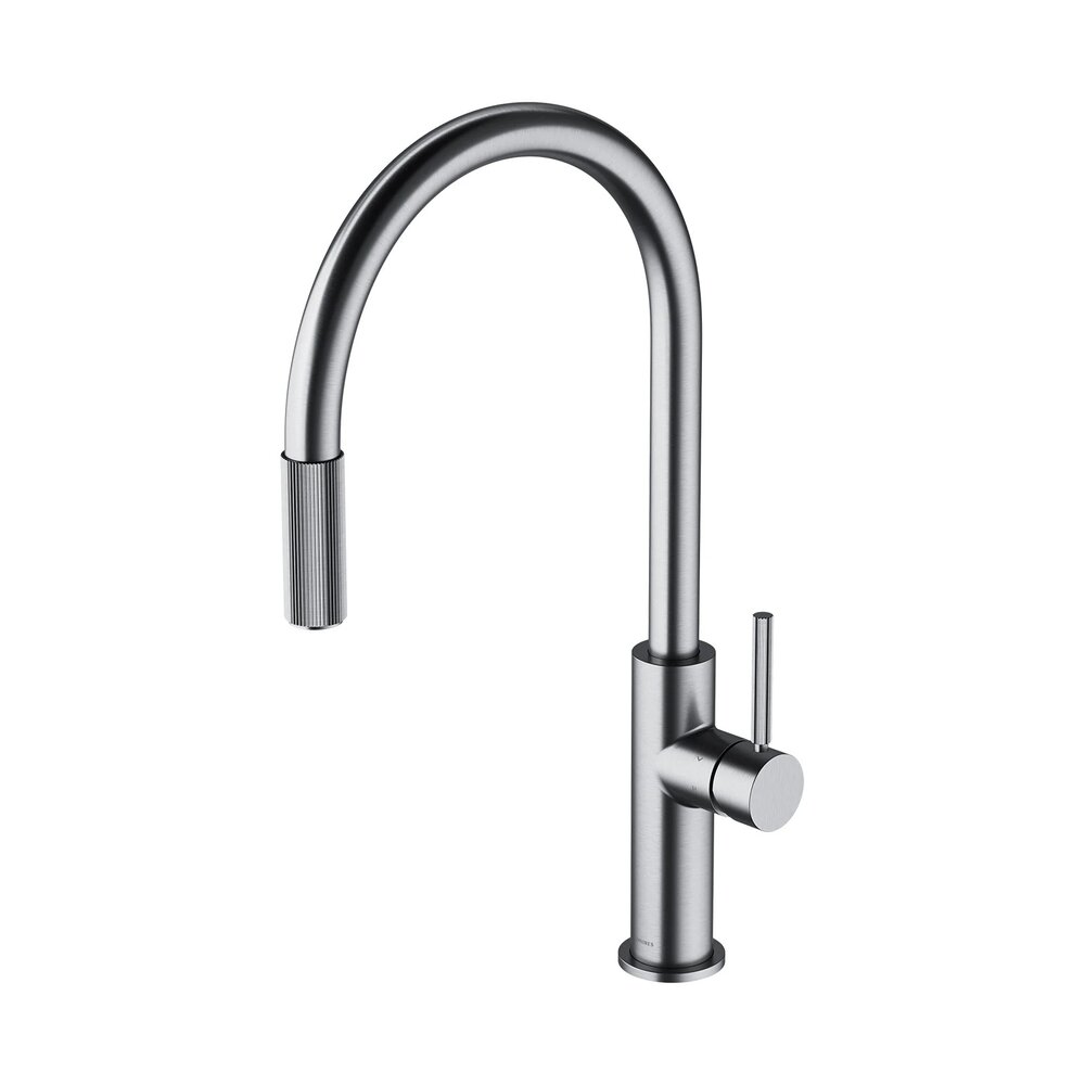 Baterie bucatarie cu dus extractibil Omnires Switch cu sistem filtrare apa finisaj nichel periat