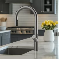 Baterie bucatarie cu dus extractibil Rubineta Bona 2 functii finisaj gri mat