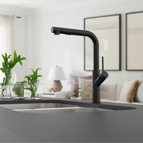 Baterie bucatarie cu dus extractibil Rubineta Bona finisaj negru mat 2 functii