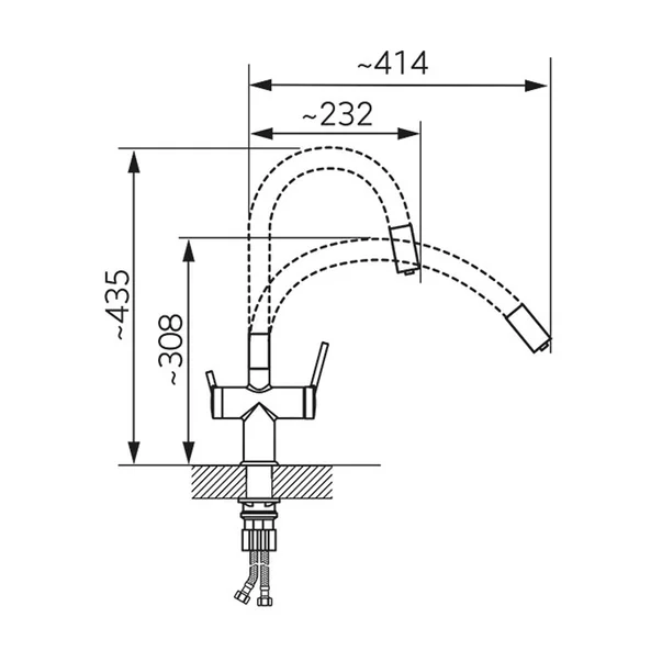 Baterie bucatarie cu pipa flexibila Ferro Filtrata compatibila cu sistem filtrare finisaj crom-negru picture - 2