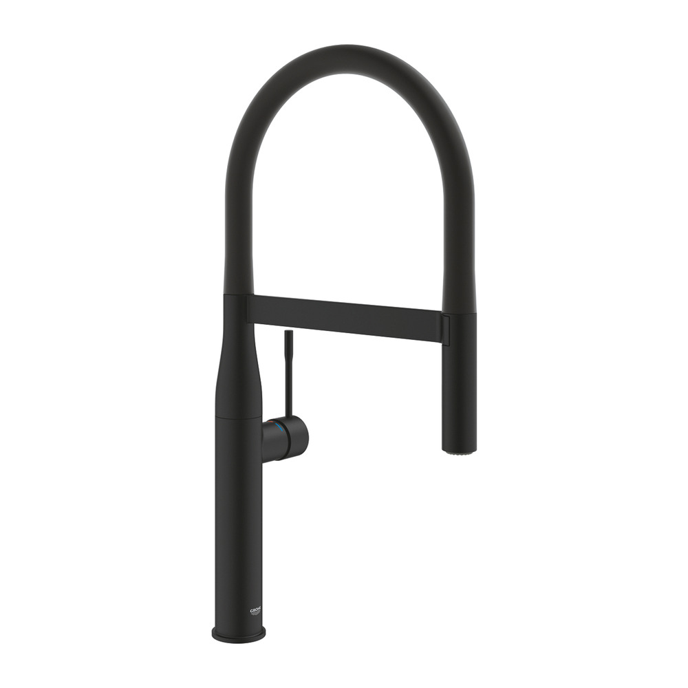 Baterie bucatarie cu pipa flexibila Grohe Essence negru mat Phantom Black