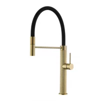 Baterie bucatarie cu pipa flexibila Inter Ceramic finisaj auriu-negru mat