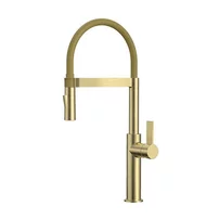 Baterie bucatarie cu pipa flexibila Inter Ceramic finisaj auriu periat cu 2 functii