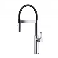 Baterie bucatarie cu pipa flexibila Inter Ceramic finisaj crom-negru cu 2 functii
