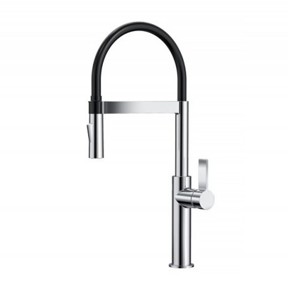 Baterie bucatarie cu pipa flexibila Inter Ceramic finisaj Gun Grey-negru cu 2 functii