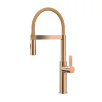 Baterie bucatarie cu pipa flexibila Inter Ceramic finisaj Rose Gold periat cu 2 functii