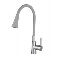 Baterie bucatarie cu pipa flexibila Inter Ceramic Havana finisaj crom lucios-gri mat cu 2 functii