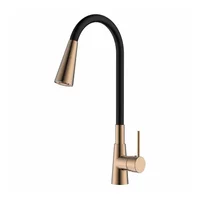 Baterie bucatarie cu pipa flexibila Inter Ceramic Havana finisaj negru mat-Rose Gold cu 2 functii