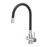 Baterie bucatarie cu pipa flexibila Quadron Pop Agnes finisaj negru - inox