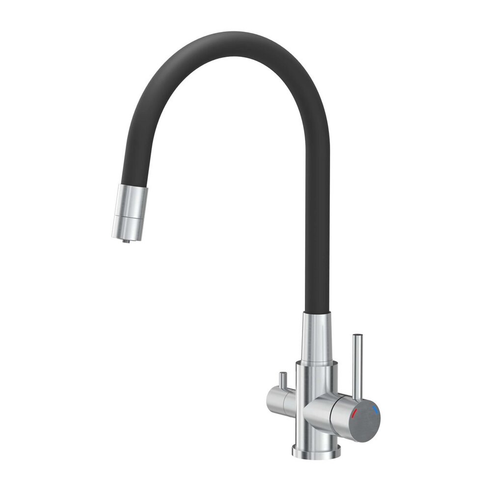 Baterie bucatarie cu pipa flexibila Quadron Pop Agnes finisaj negru - inox