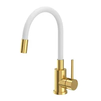 Baterie bucatarie cu pipa flexibila Quadron Pop Maggie finisaj alb - auriu