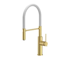 Baterie bucatarie cu pipa flexibila Quadron Q-Line Gemma finisaj auriu lucios-alb mat