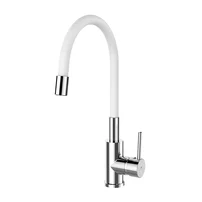 Baterie bucatarie cu pipa flexibila Rubineta Twister finisaj crom lucios-alb mat
