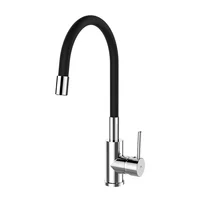 Baterie bucatarie cu pipa flexibila Rubineta Twister finisaj crom lucios-negru mat