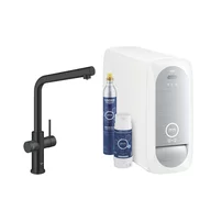 Baterie bucatarie Grohe Blue Home pipa tip L si Starter Kit negru mat