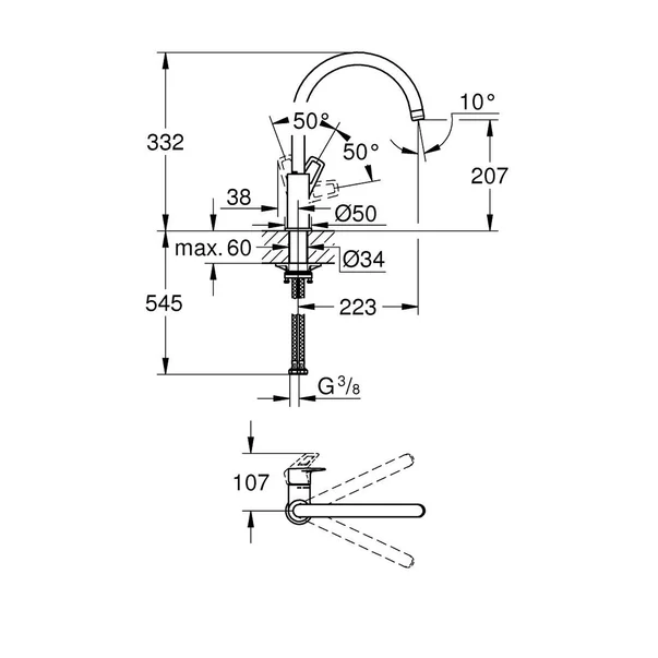 Baterie bucatarie Grohe Start Loop monocomanda crom lucios picture - 2