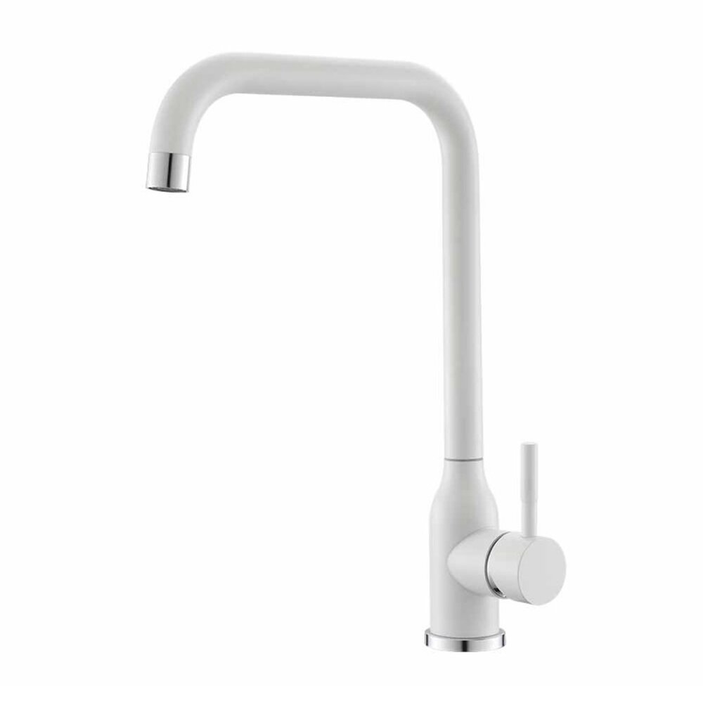 Baterie bucatarie monocomanda Inter Ceramic finisaj alb-granit mat