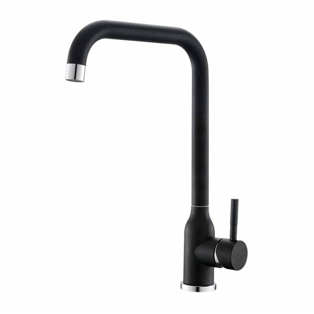 Baterie bucatarie monocomanda Inter Ceramic finisaj negru-granit mat