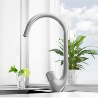 Baterie bucatarie monocomanda Rubineta Swan finisaj inox periat