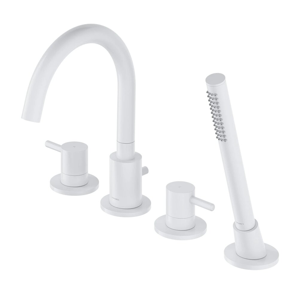 Baterie cada-dus 4 elemente Omnires Y monocomanda finisaj alb mat cu set de dus