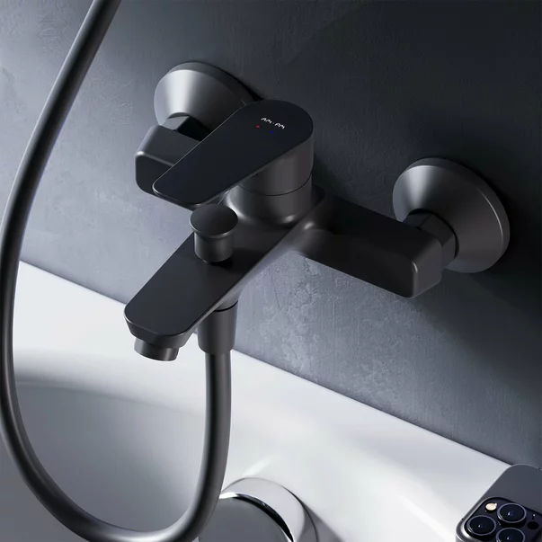 Baterie cada-dus AM.PM Hit monocomanda finisaj negru mat picture - 3