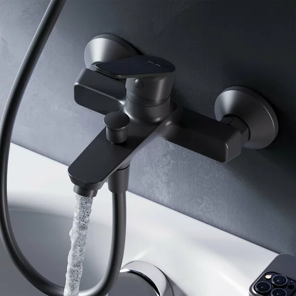 Baterie cada-dus AM.PM Hit monocomanda finisaj negru mat picture - 4