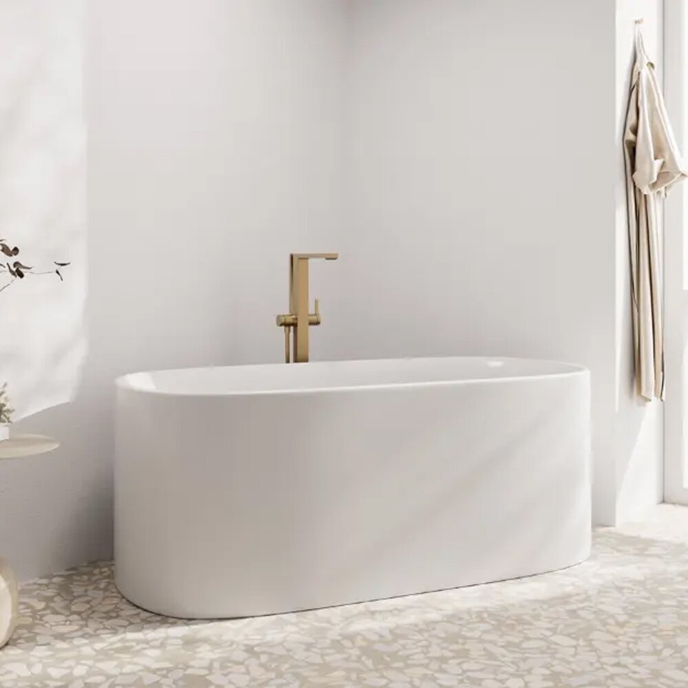 Baterie cada-dus freestanding Hansgrohe Tecturis E bronz periat fara corp ingropat
