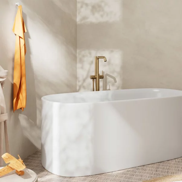 Baterie cada-dus freestanding Hansgrohe Tecturis S fara corp ingropat bronz periat picture - 3