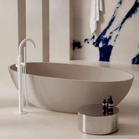 Baterie cada-dus freestanding Omnires Y monocomanda finisaj alb mat