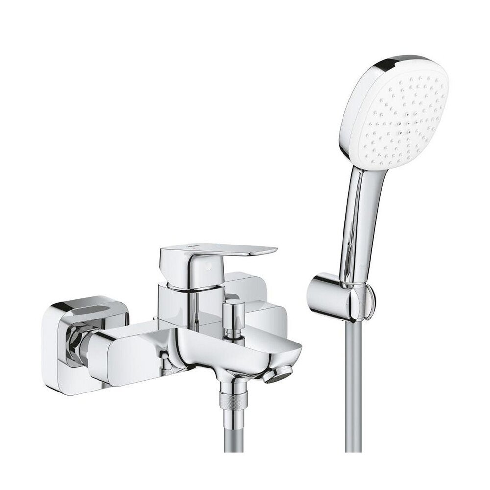 Baterie cada-dus Grohe Cubeo finisaj crom lucios cu set de dus si para cu 2 functii