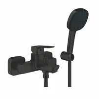 Baterie cada-dus Grohe Cubeo finisaj negru mat cu set de dus si para cu 2 functii