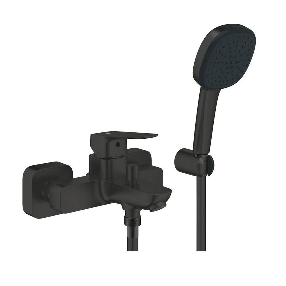 Baterie cada-dus Grohe Cubeo finisaj negru mat cu set de dus si para cu 2 functii