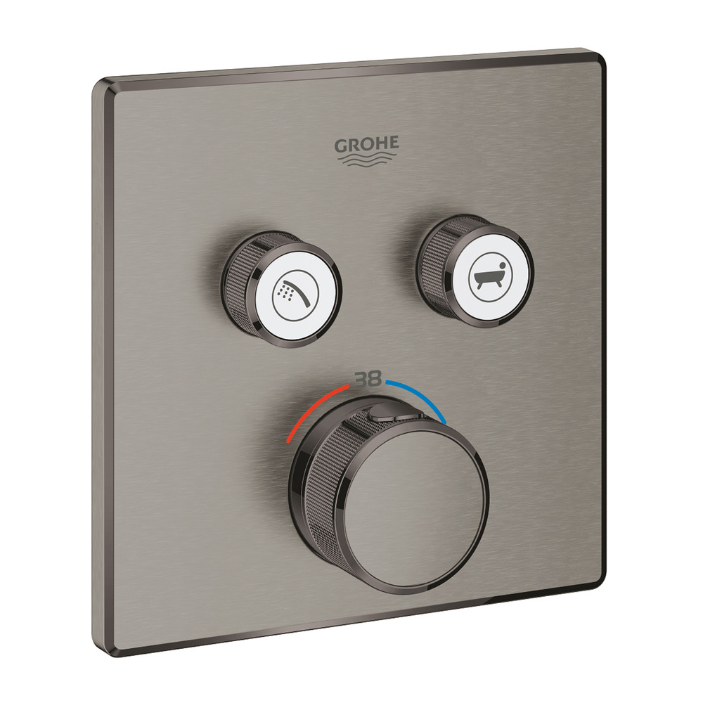 Baterie cada - dus incastrata Grohe Grohtherm SmartControl antracit periat Hard Graphite fara corp ingropat