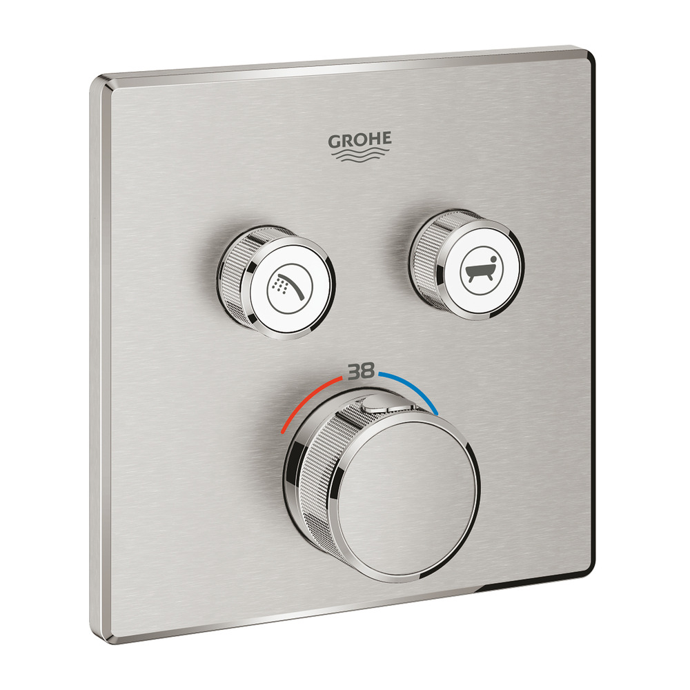 Baterie cada - dus incastrata Grohe Grohtherm SmartControl crom periat Supersteel fara corp ingropat