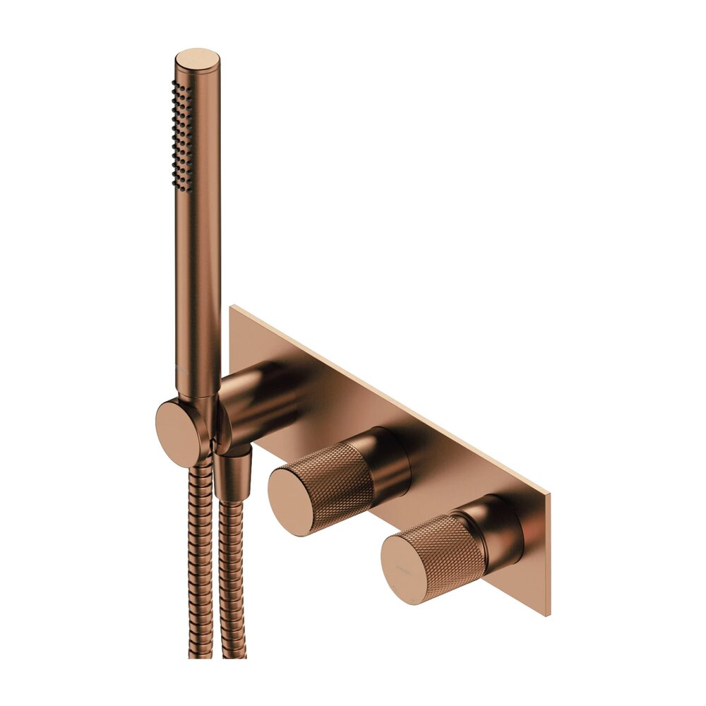 Baterie cada-dus incastrata Omnires Contour finisaj cupru periat cu corp ingropat inclus