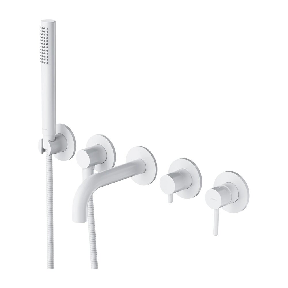 Baterie cada-dus incastrata Omnires Y finisaj alb mat 5 elemente cu corp ingropat pipa 17 cm