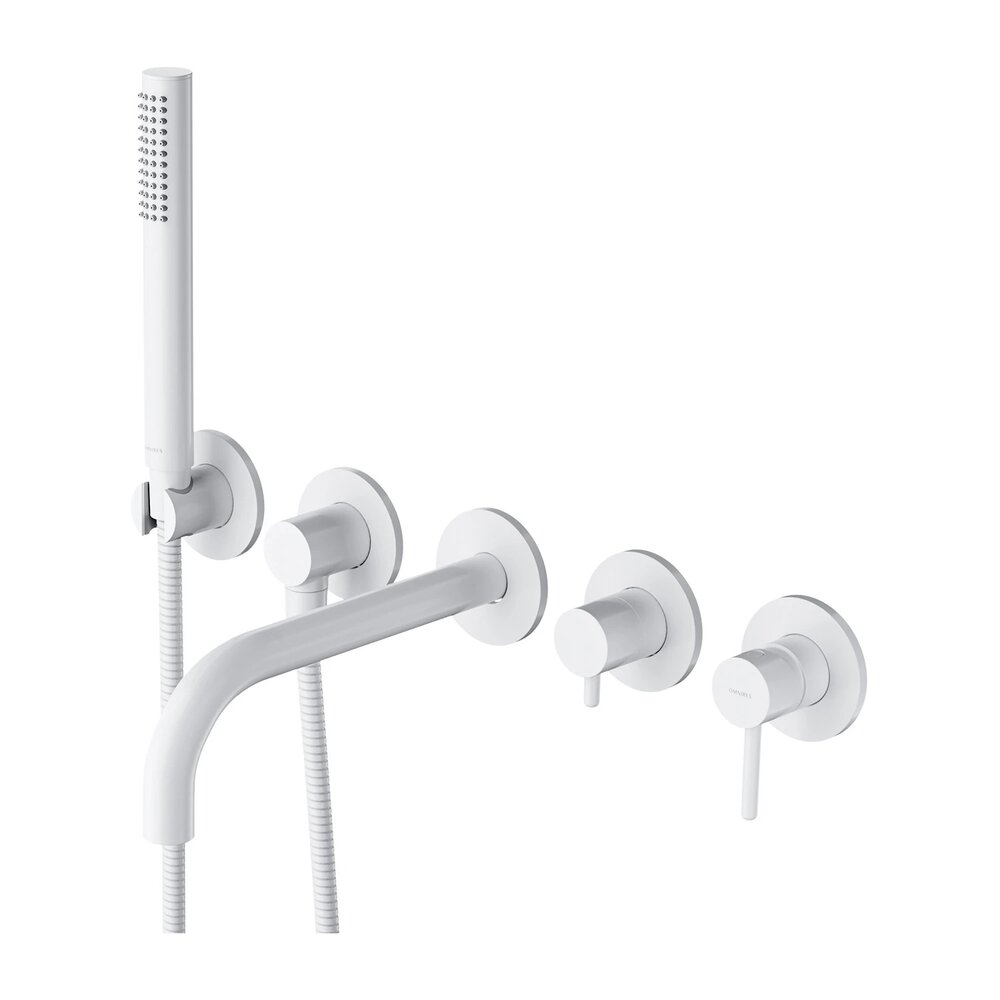 Baterie cada-dus incastrata Omnires Y finisaj alb mat 5 elemente cu corp ingropat pipa 23 cm
